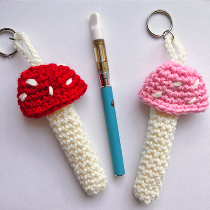 crochet mushroom vape holder keychain