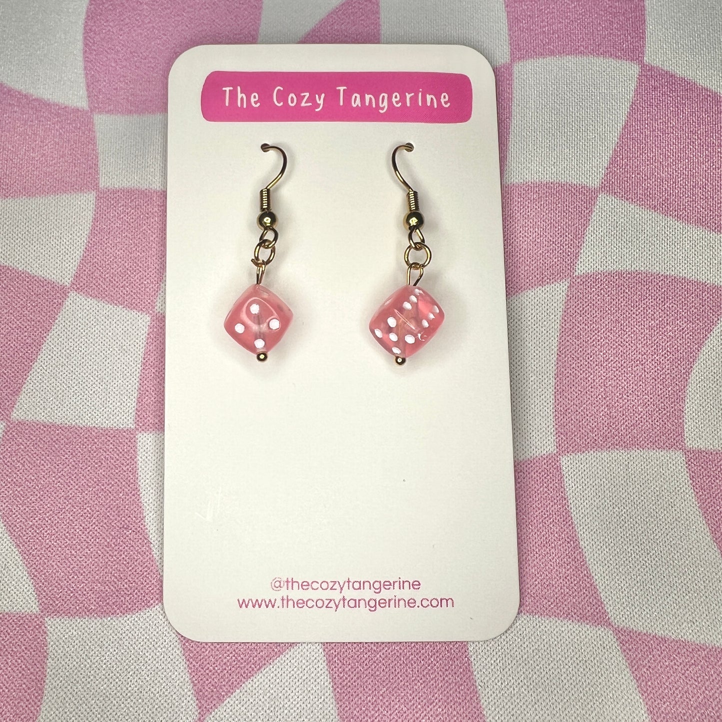 Dice Earrings (Pink)