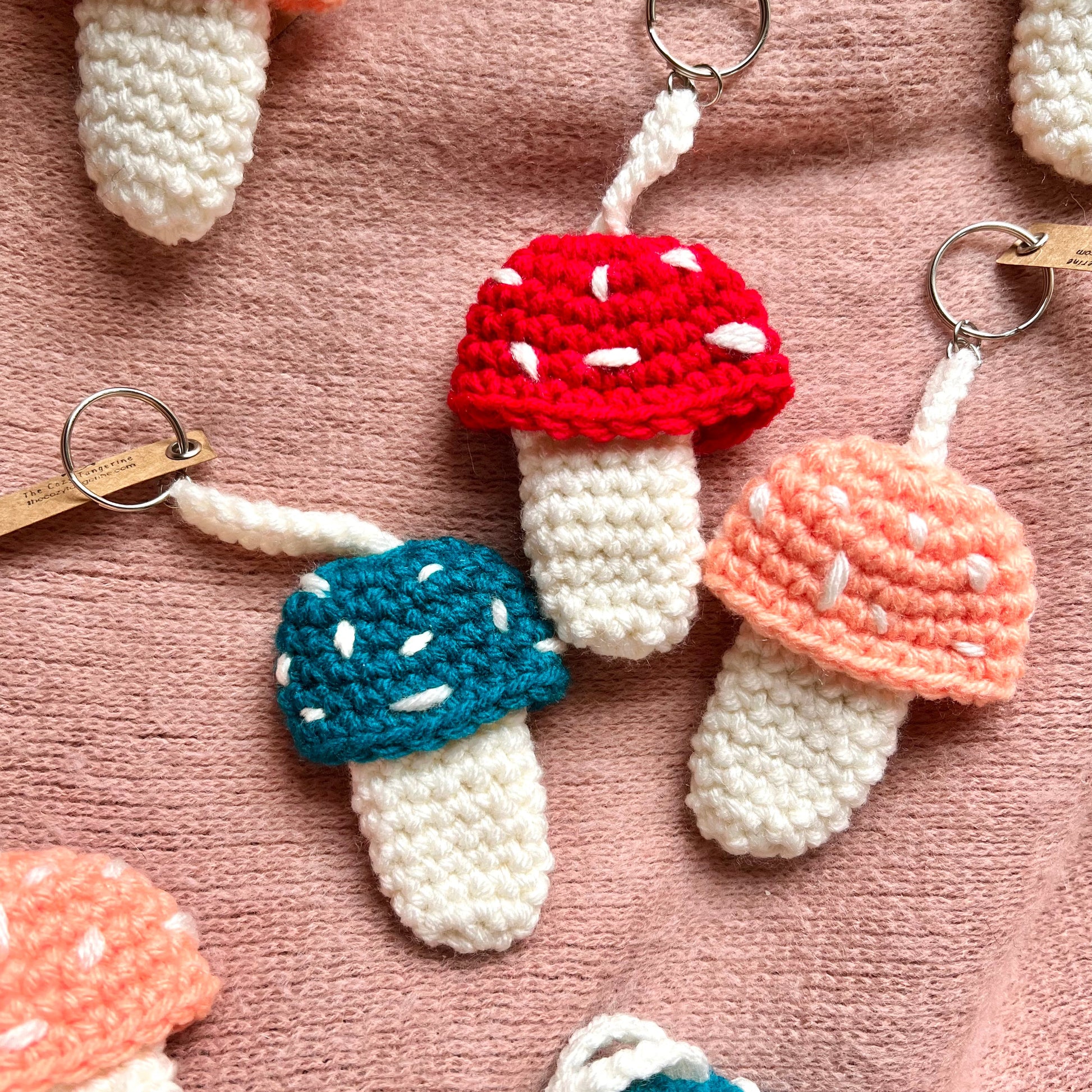 mushroom keychain. holder for chapstick, lighters, tumbled crystals, money and more.