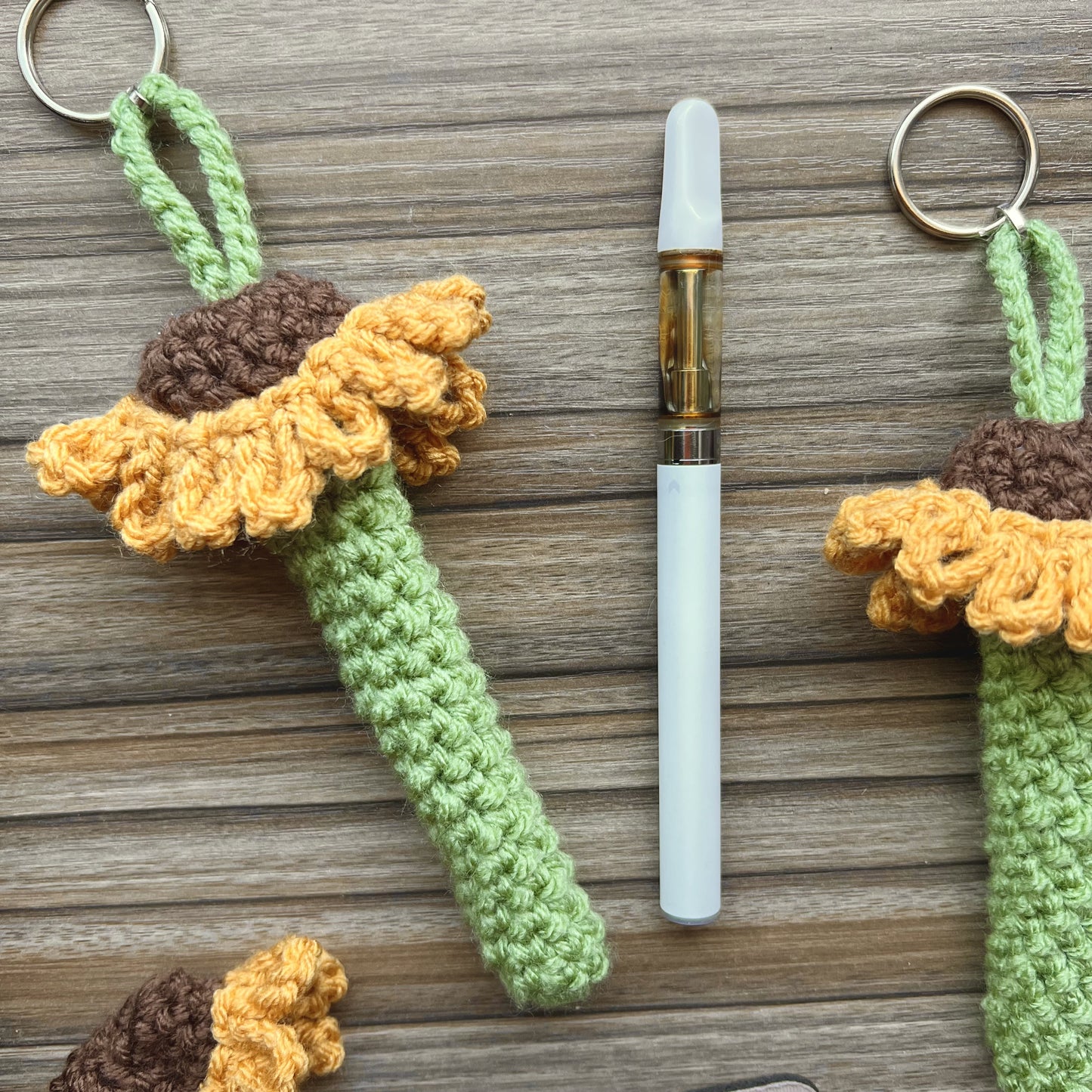 Sunflower Vape Holder Keychain Crochet Pattern (Digital Download)